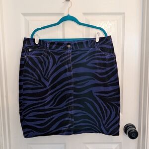 Boden Blue and Black Zebra Print Pencil Skirt